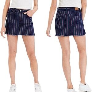 NWT American Eagle Outfitters blue white red hi rise denim mini skirt size 2